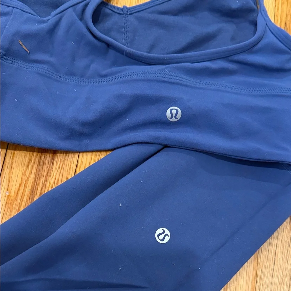 lululemon athletica blue leggings & sports bra set - Picture 2 of 2